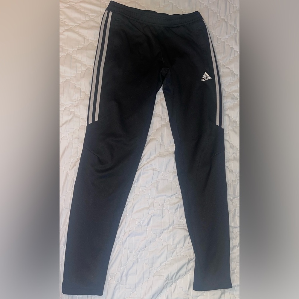 Adidas Black Sweatpants with Triple Stripes and Tapered Fit